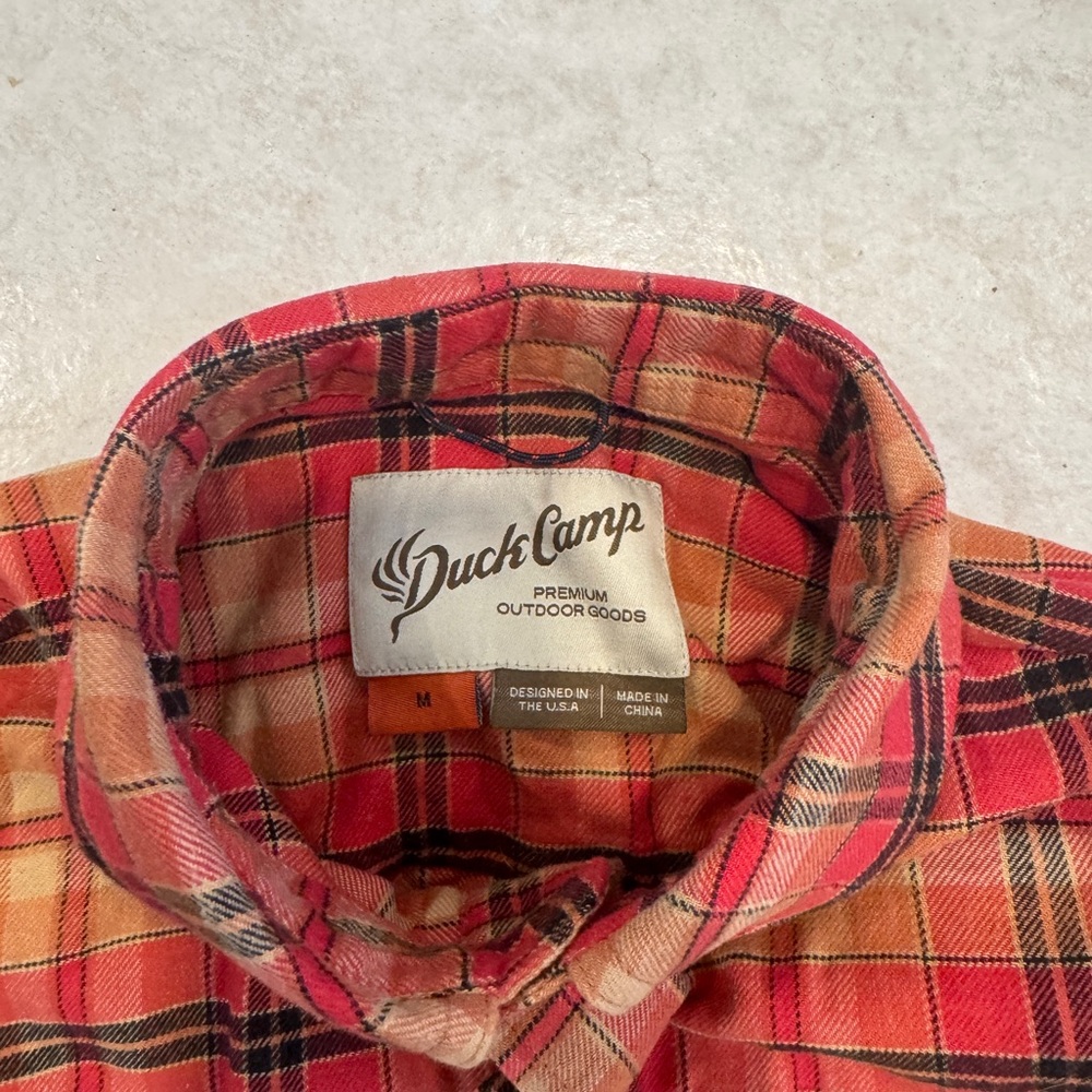 Duck Camp - Red and Tan Plaid Button-Down Shirt SZ. M - Picture 3 of 5